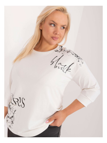 Ecru Casual Plus Size Blouse With Print