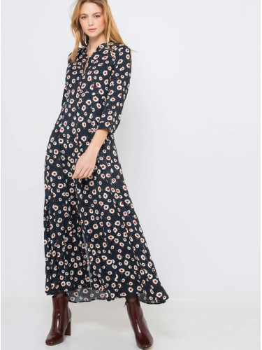 Dark Blue Patterned Shirt Maxi dress CAMAIEU - Women
