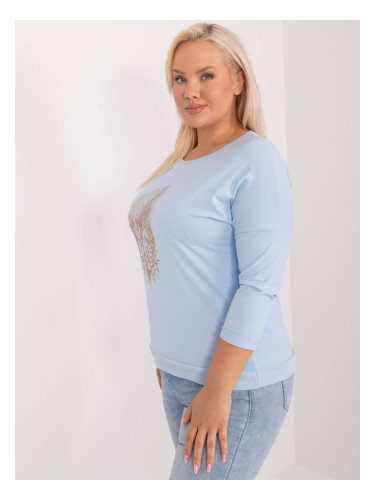 Light blue plus size blouse with print