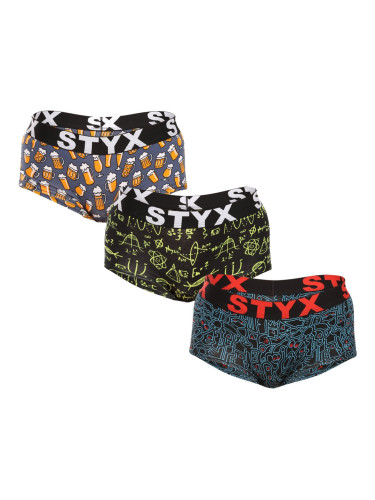 3PACK women's panties Styx art with leg loops multicolored