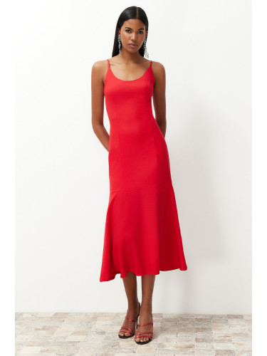 Trendyol Red Fitted Strap Woven Dress