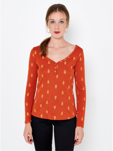 Orange patterned T-shirt CAMAIEU - Women