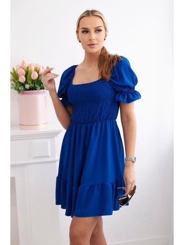 Women's dress with ruffles - cornflower blue