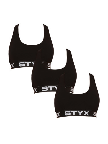 3PACK women's bra Styx sport black