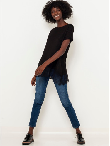 Black T-shirt with lace insert CAMAIEU - Women