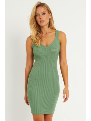 Cool & Sexy Women's Green Knitwear Mini Dress