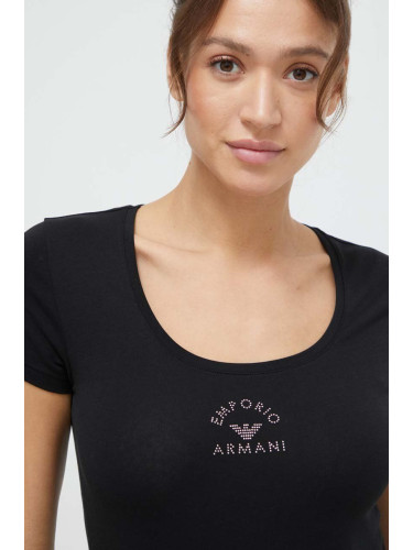 Домашна тениска Emporio Armani Underwear в черно