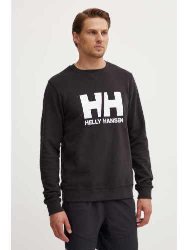 Памучен суичър Helly Hansen в черно с принт 53924 34000