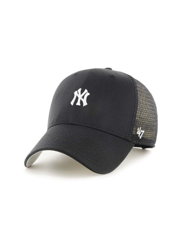 Шапка с козирка 47 brand MLB New York Yankees в черно с апликация B-BRNMS17CTP-BK