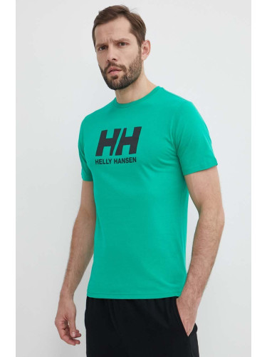 Памучна тениска Helly Hansen в бяло с апликация