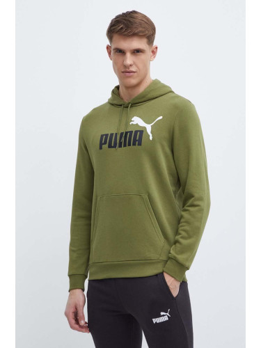 Суичър Puma в зелено с качулка принт 907666 586765