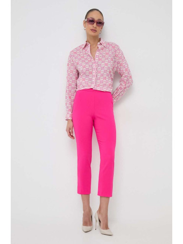 Панталон Pinko в розово със стандартна кройка, с висока талия 102861.7624