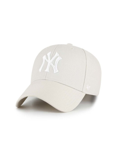 Шапка с козирка вълна 47 brand Mlb New York Yankees в бежово с апликация  B-MVPSP17WBP-BNG