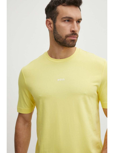 Тениска BOSS BOSS ORANGE в жълто с изчистен дизайн 50473278