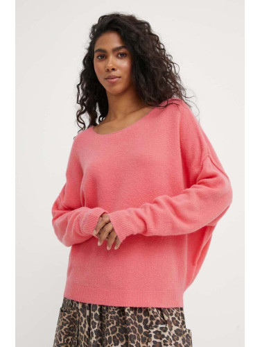 Пуловер с вълна American Vintage  PULL ML COL BATEAU дамски в розово от лека материя DAM225E24