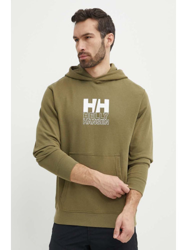 Суичър Helly Hansen в зелено с качулка апликация 53251 53924