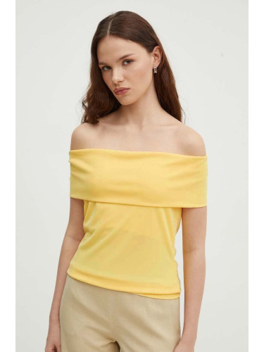 Блуза Lauren Ralph в жълто с изчистен дизайн 200925745