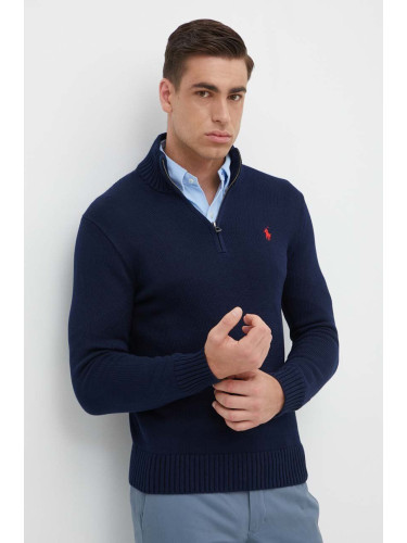 Памучен пуловер Polo Ralph Lauren в синьо от топла материя 710859939