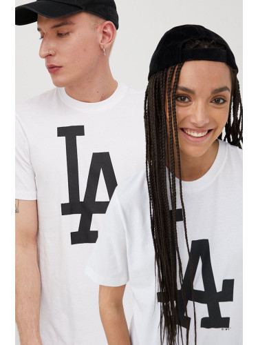Памучна тениска 47 brand Mlb Los Angeles Dodgers в бяло с принт BB012TEMIME557555WW