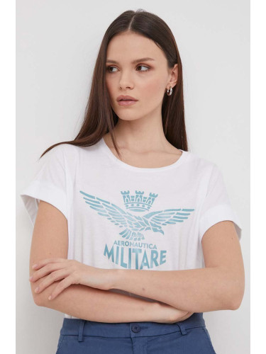 Памучна тениска Aeronautica Militare в бяло TS2247DJ638