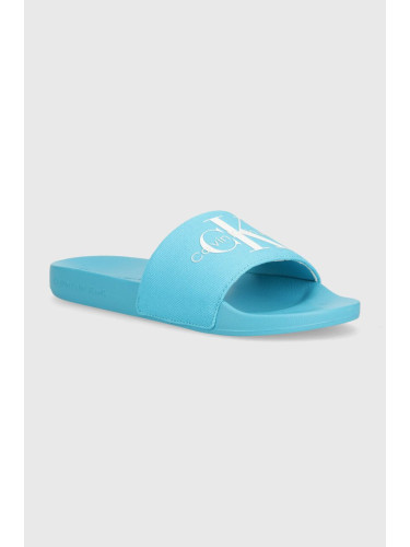 Чехли Calvin Klein Jeans SLIDE MONOGRAM CO в бяло YW0YW00103