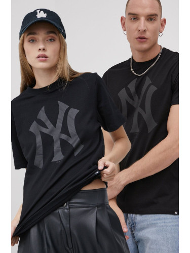 Памучна тениска 47 brand MLB New York Yankees в черно с изчистен дизайн BB017TEMIME544089JK