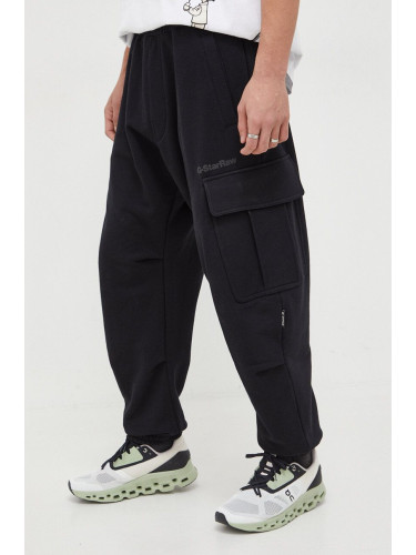 Памучен спортен панталон G-Star Raw в черно с изчистен дизайн