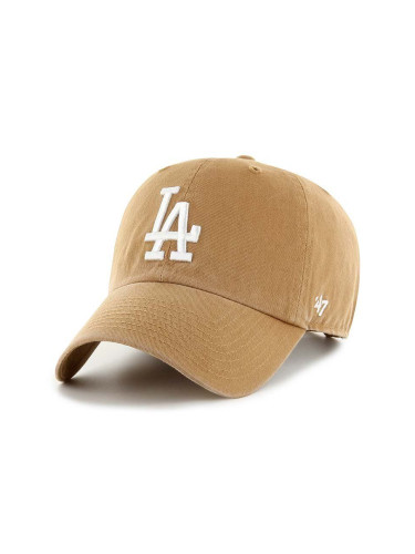 Памучна шапка с козирка 47 brand MLB Los Angeles Dodgers в бежово с апликация  B-NLRGW12GWS-QL