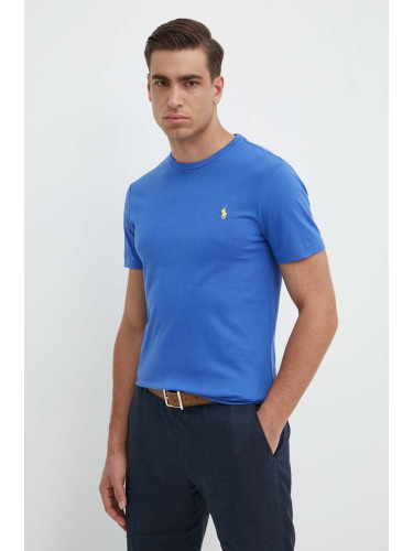 Памучна тениска Polo Ralph Lauren в тюркоазено с изчистен дизайн 710671438