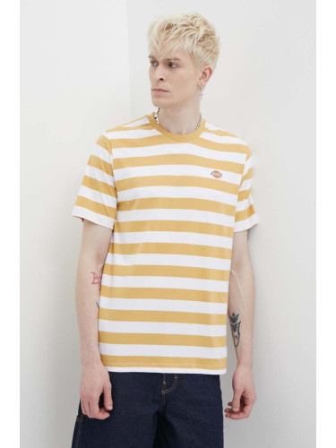 Памучна тениска Dickies в оранжево с десен