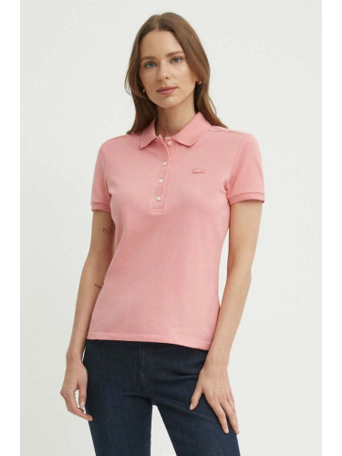 Тениска с яка Lacoste в розово