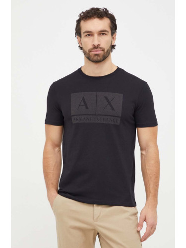 Памучна тениска Armani Exchange в черно с принт 3DZTCE ZJ3VZ