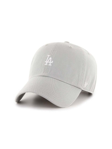 Памучна шапка с козирка 47 brand MLB Los Angeles Dodgers в сиво с апликация  B-BSRNR12GWS-GYA