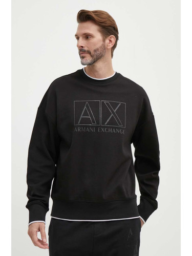 Суичър Armani Exchange в черно с принт