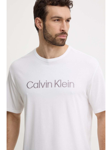Домашна тениска Calvin Klein Underwear в бяло с апликация 000NM2501E