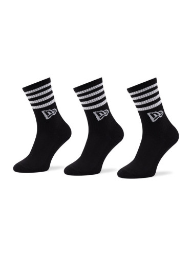 New Era Комплект 3 чифта дълги чорапи мъжки Stripe Crew 13113627 Черен