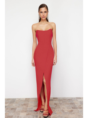 Trendyol Red Corset Detailed Woven Long Evening Dress