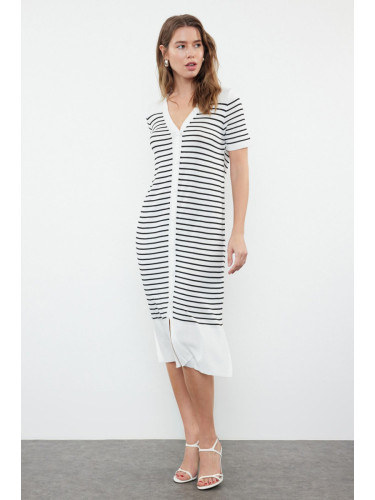 Trendyol Ecru Striped Knitwear Dress