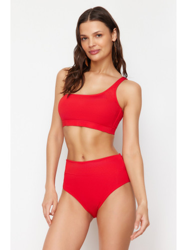 Trendyol Red One Shoulder High Waist Regular Bikini Set