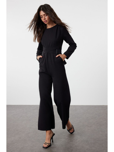 Trendyol Black Accessory Detailed Double Breasted Cut Woven Jumpsuit