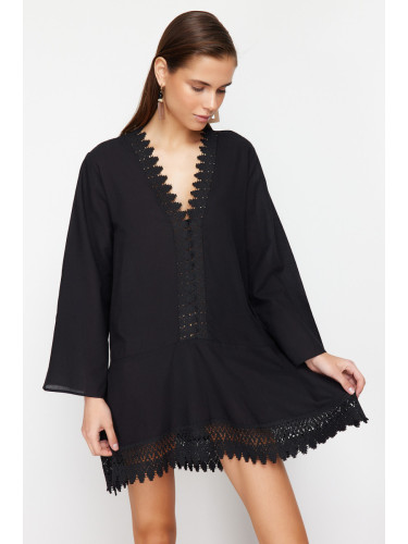 Trendyol Black Mini Woven Lace Detailed Beach Dress