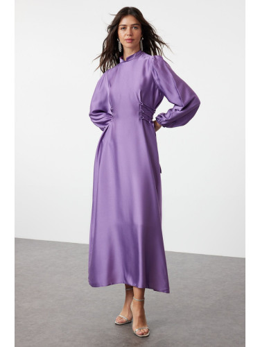 Trendyol Lilac Waist Briti Satin Evening Dress