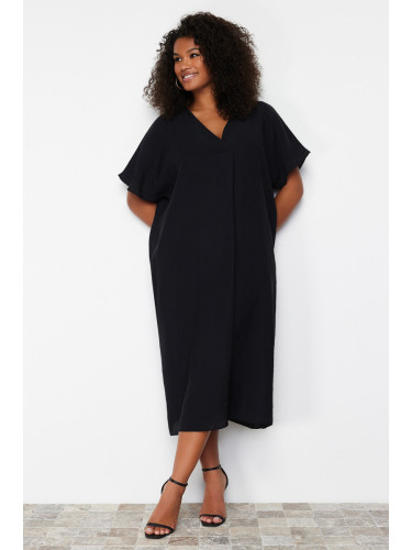 Trendyol Curve Black Midi Woven Dress