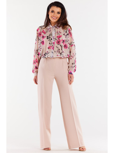 Awama Woman's Shirt A513 Beige/Flowers