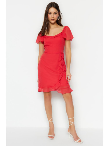Trendyol Pomegranate Blossom A-Line/A-Line Form Flounce Mini Lined Woven Dress