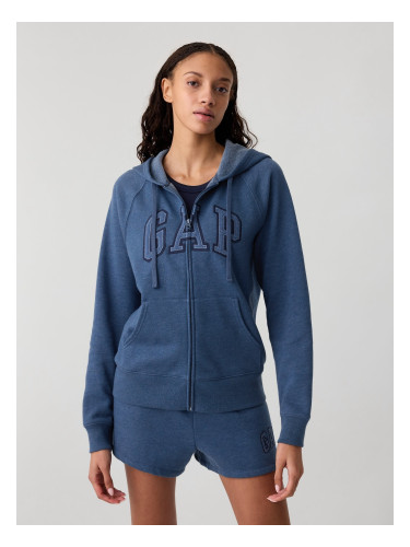 Blue women's fleece sweatshirt with GAP logo