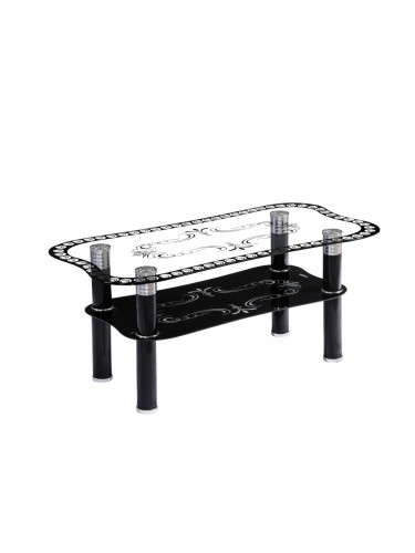 Холна маса Memo.bg модел 49-Lena BM, стъкло и алуминий в черен цвят, размери: 100/50/43 см