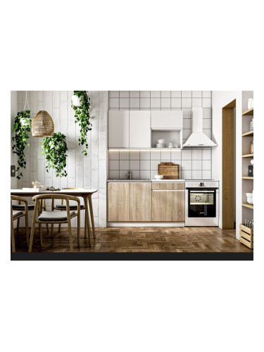 Кухненски комплект Keti 140, бяло, дъб сонома