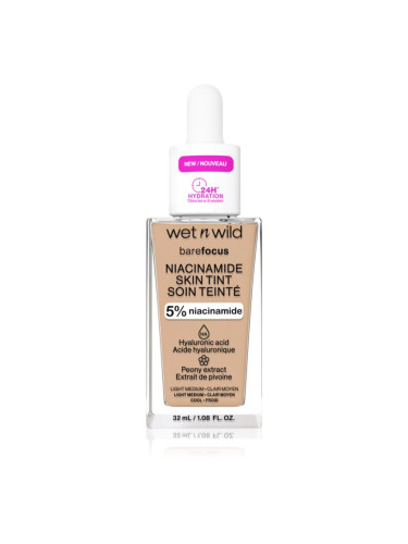 Wet n Wild BareFocus Niacinamide Skin Tint лек хидратиращ фон дьо тен цвят Light Medium (Cool) 32 мл.