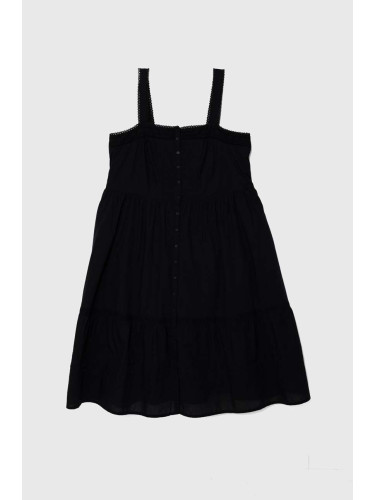 Памучна рокля Levi's в черно дълга разкроена A8649